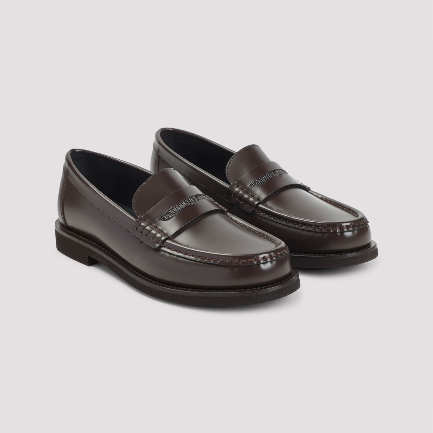 BRUNELLO CUCINELLI Classic Leather Moccasin Loafers for Women