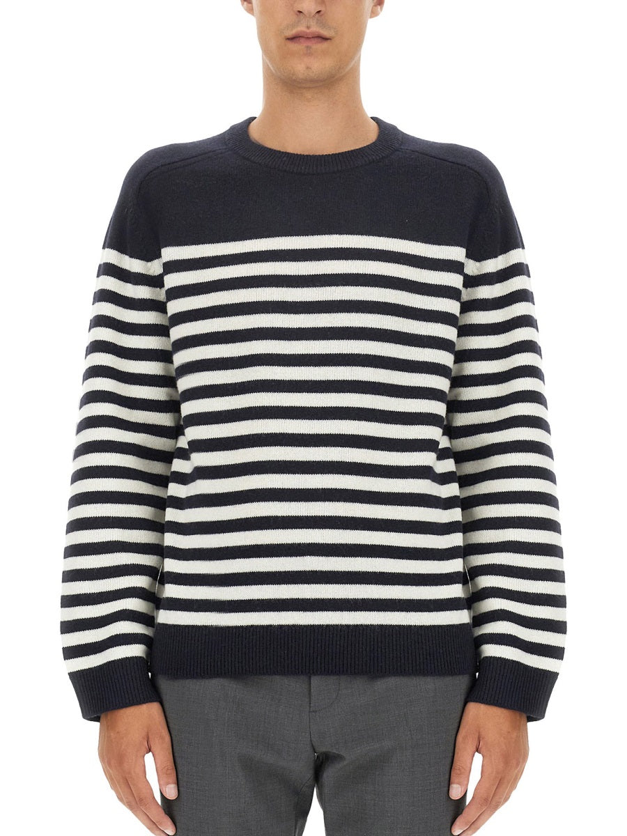 THEORY Striped Wool-Cashmere Blend Shirt - Size L