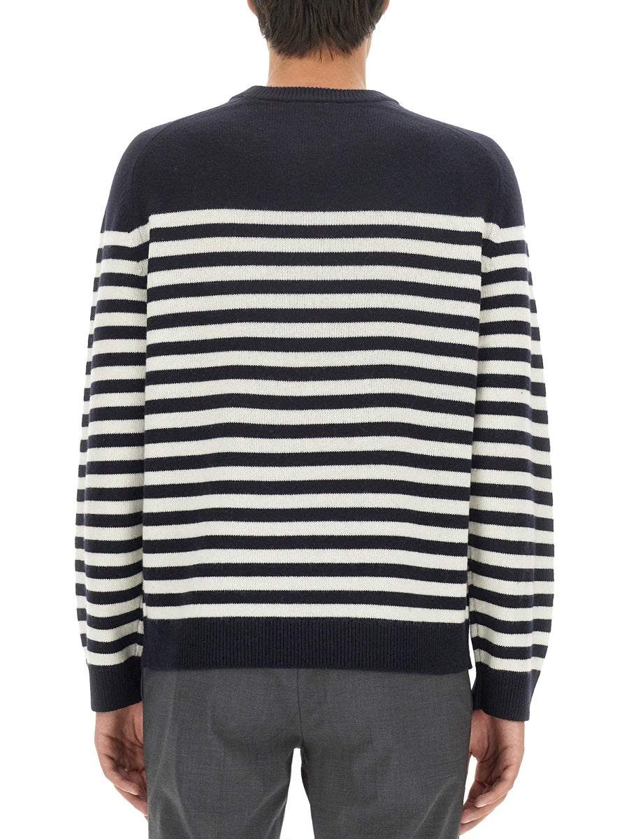 THEORY Striped Wool-Cashmere Blend Shirt - Size L