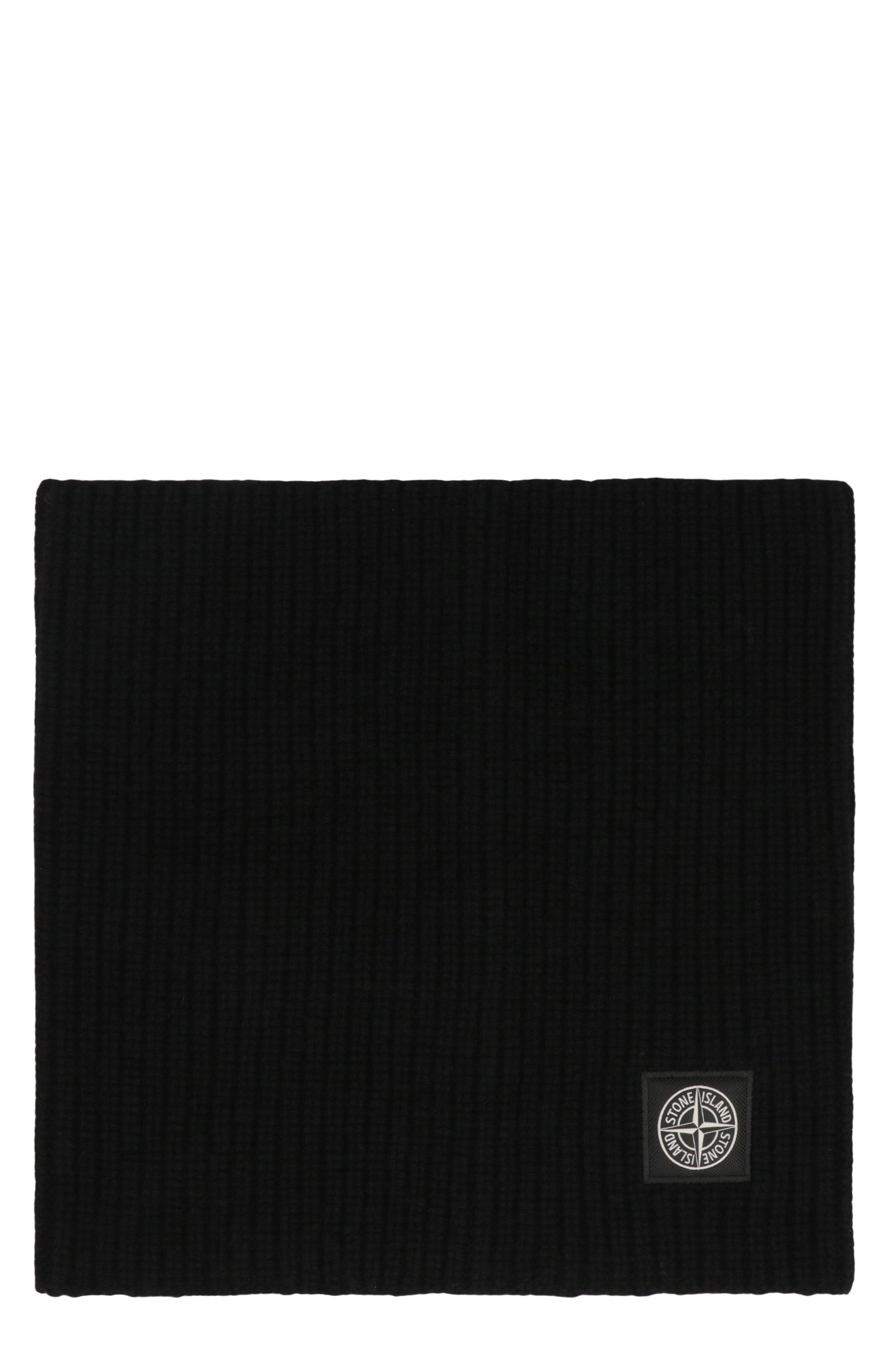 STONE ISLAND Ribbed Knit Scarf with Distinctive Logo