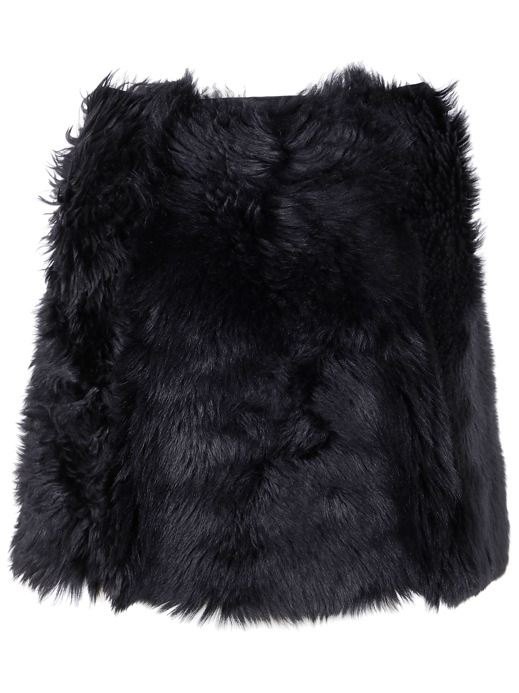 SAPIO Long Haired Lamb Fur Shrug Jacket for Women - FW25