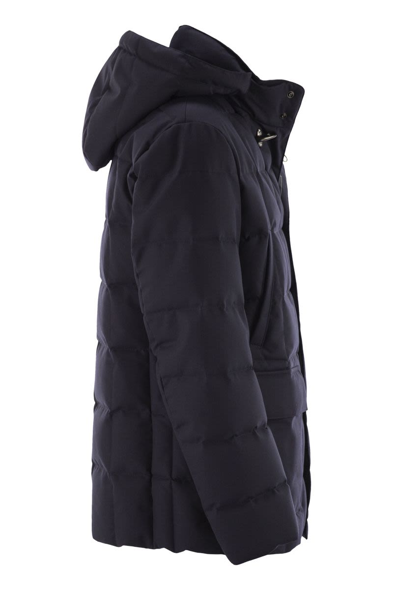 FAY Down-Filled Quilted Peacoat with Removable Hood