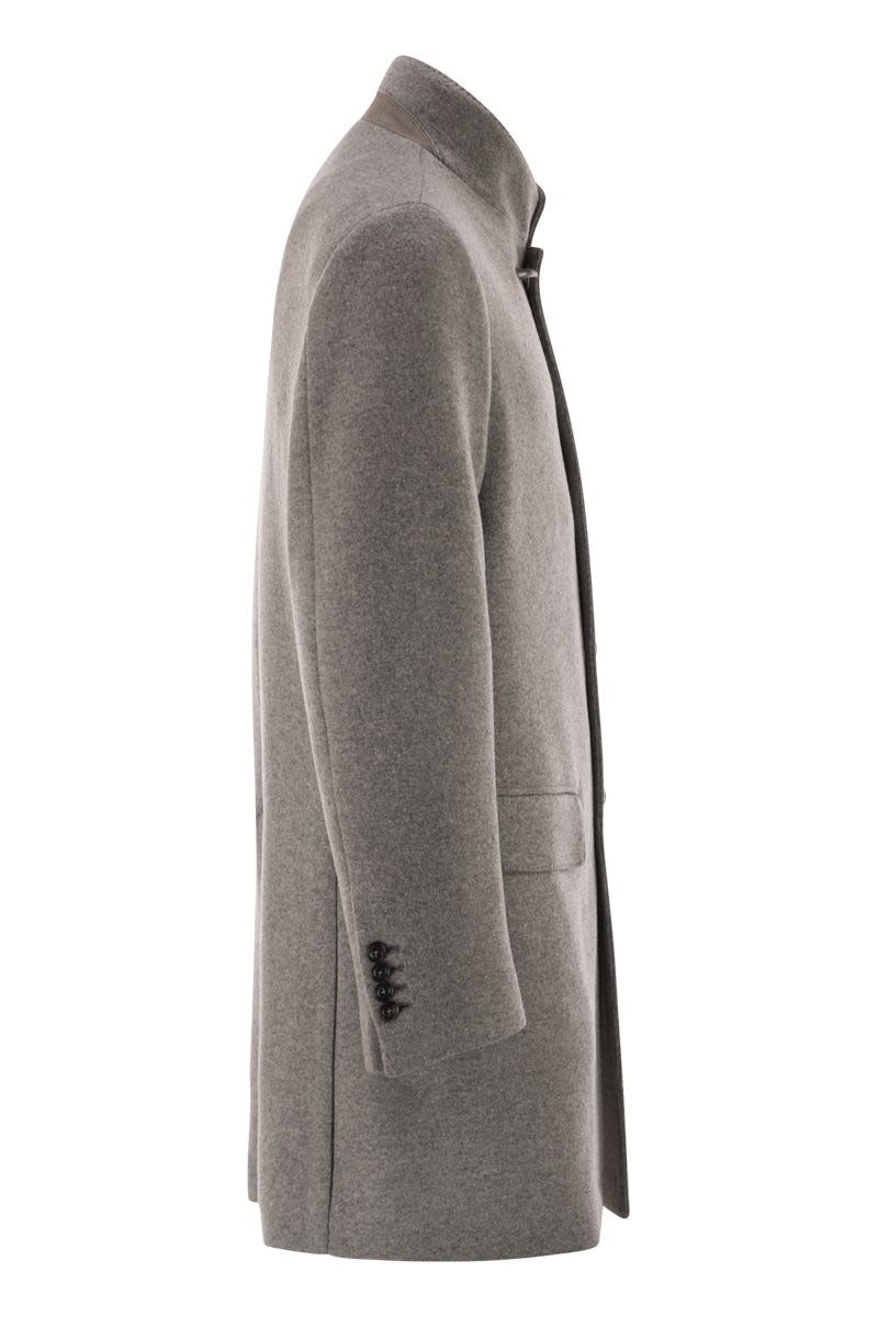 FAY Men's Wool Blend Herringbone Jacket with Stand-Up Collar