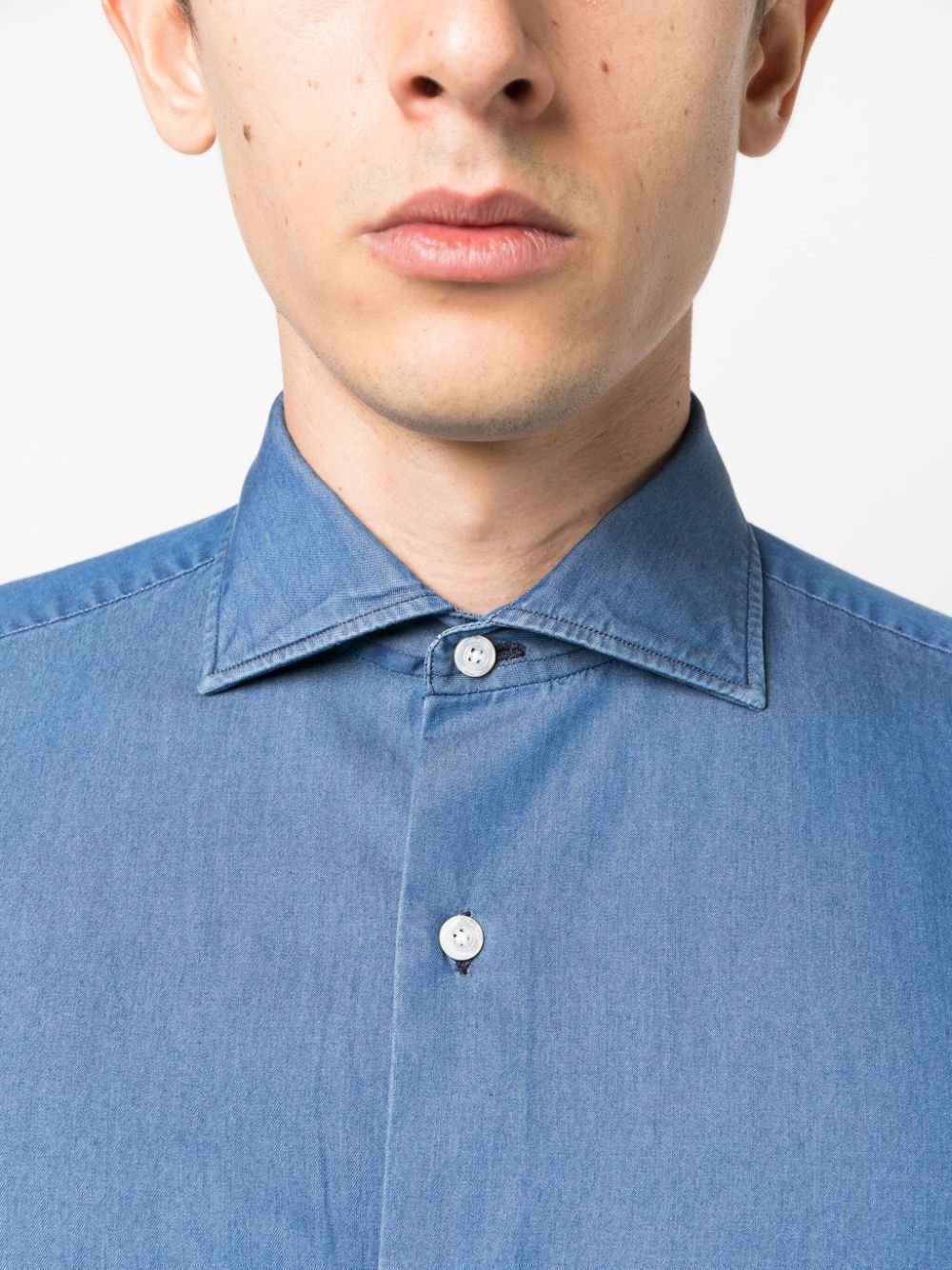 FINAMORE Classic Cotton Spread Collar Shirt for Men