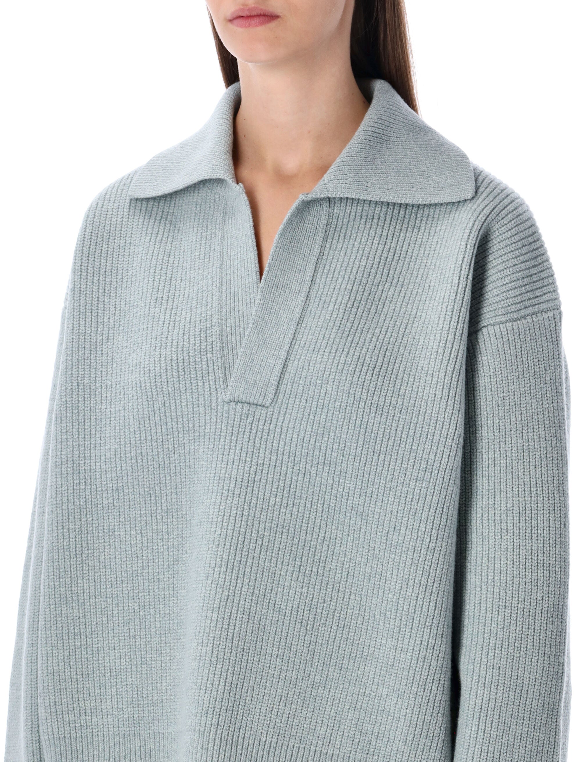 STUDIO NICHOLSON Extrafine Merino Wool Polo Knit Top - Size S