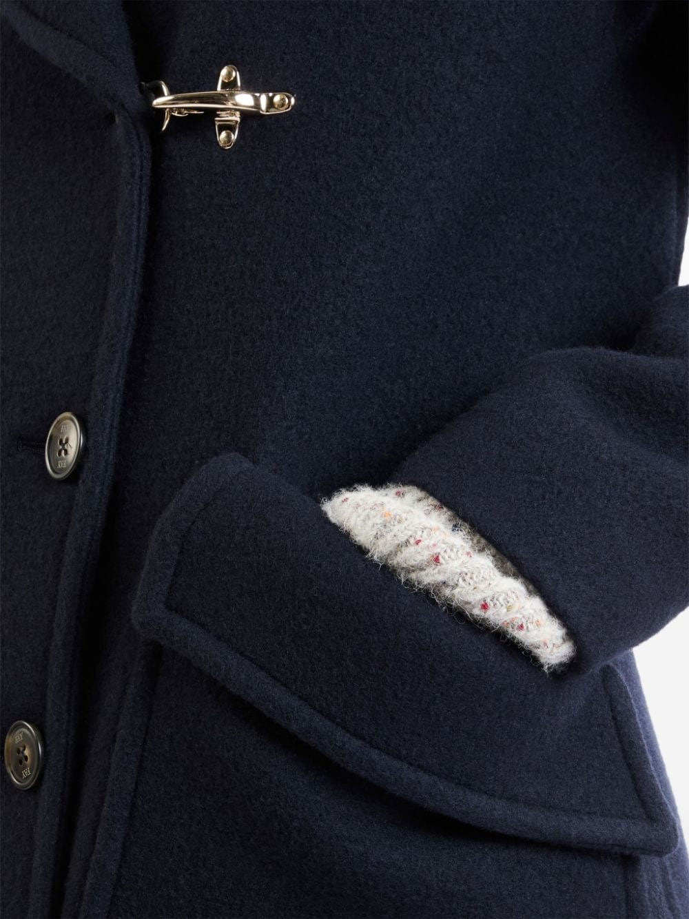 FAY Wool Double-Breasted Pacoat with Notched Lapels