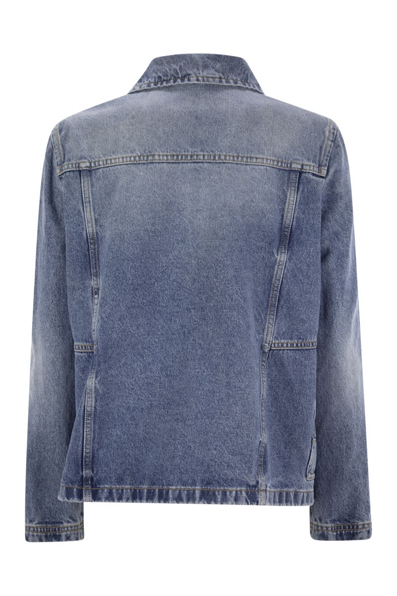 FAY Oversized Denim Jacket with Hook-and-Eye Closure