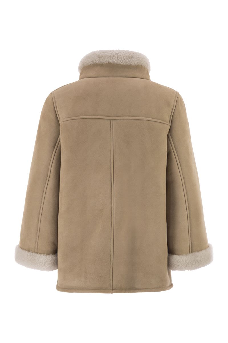FAY Mini Leather Shearling Cape