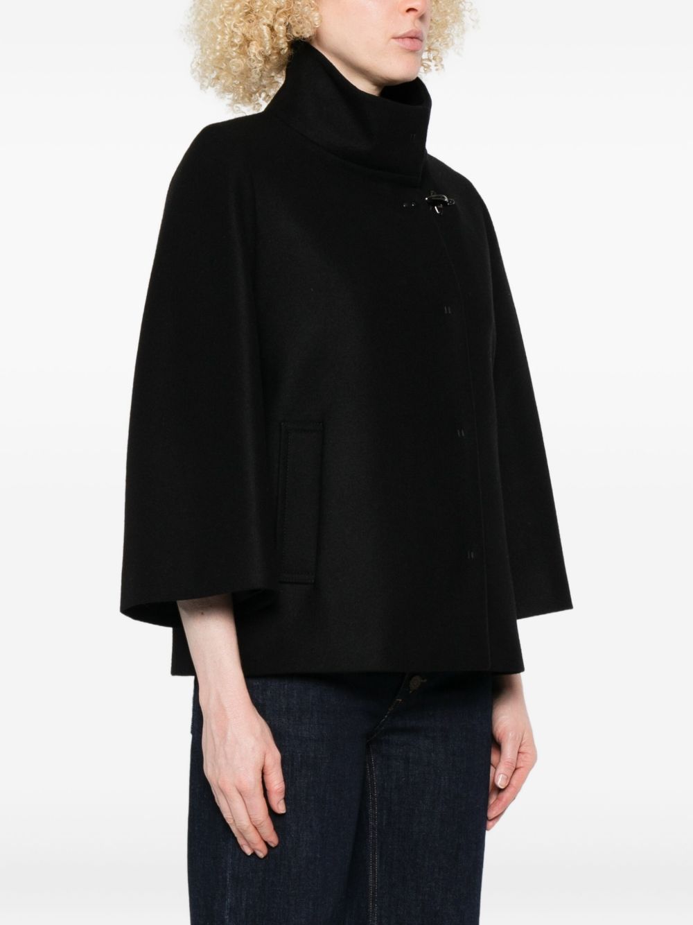 FAY Women's High Neck Wool Cape with Toggle Fastening - FW25