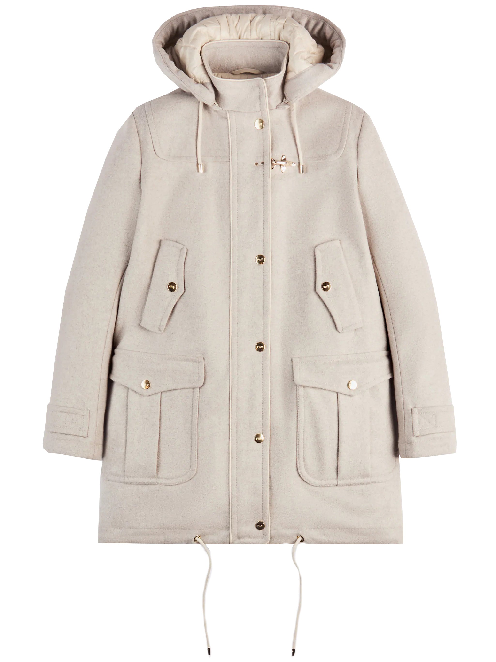 FAY Wool and Cashmere Parka Jacket with Removable Hood