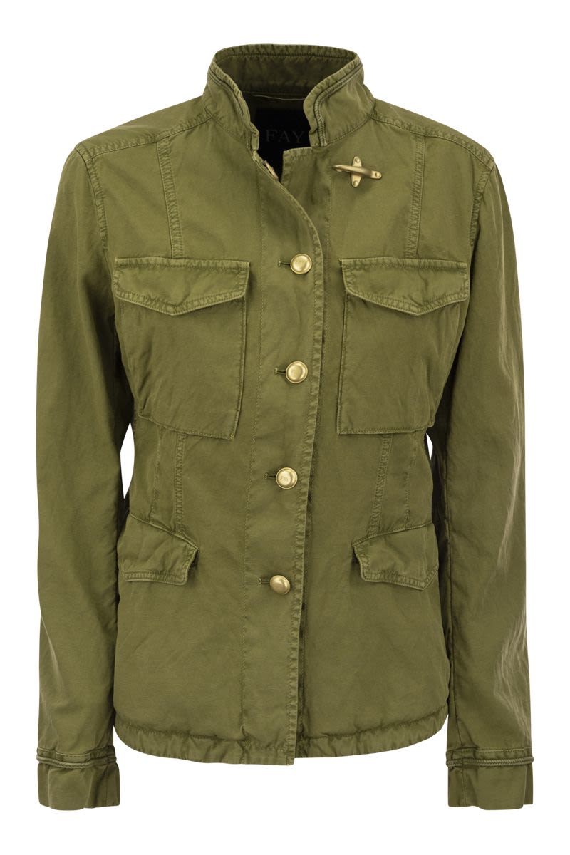 FAY Mini Cotton and Linen Safari Jacket