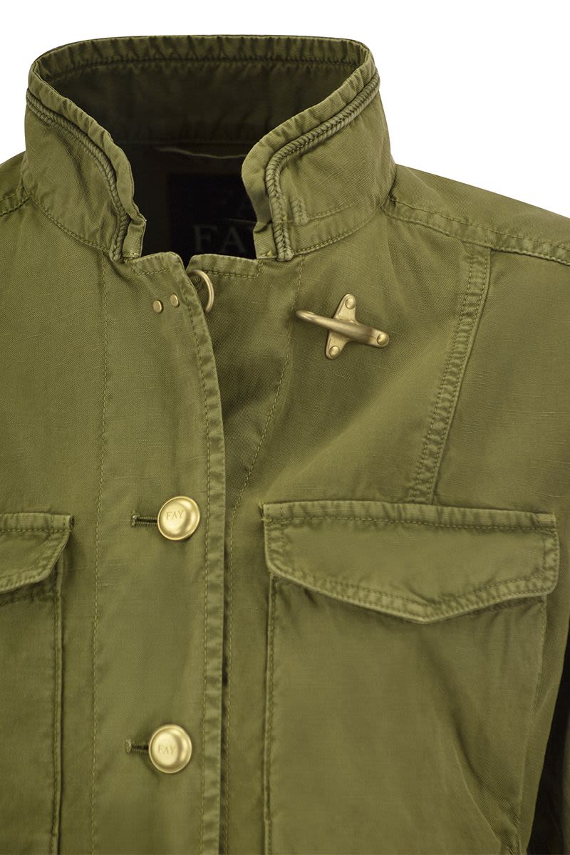FAY Mini Cotton and Linen Safari Jacket