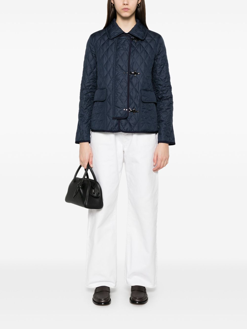 FAY Quilted Women's Jacket with Hook and Eye Closure