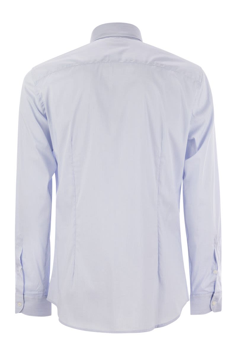 FAY Men's Regular Fit Stretch Poplin Shirt with French Collar