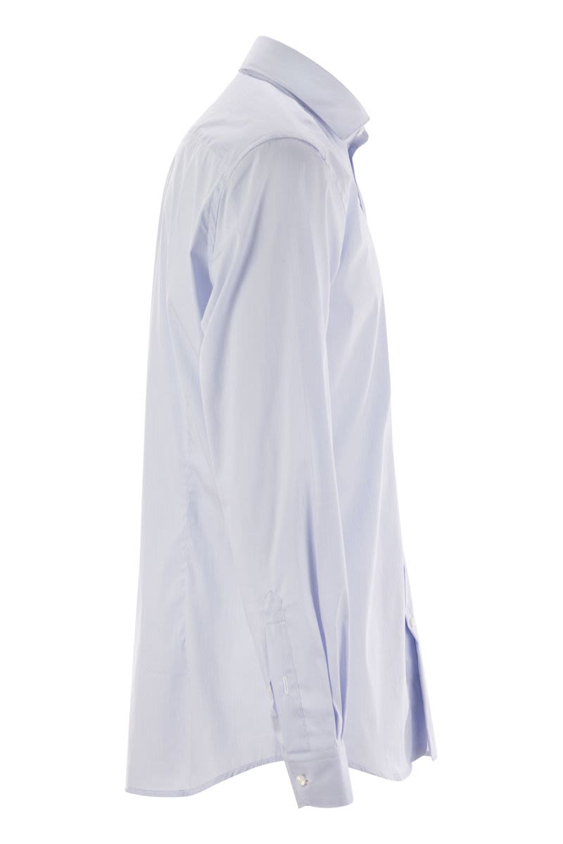 FAY Men's Regular Fit Stretch Poplin Shirt with French Collar