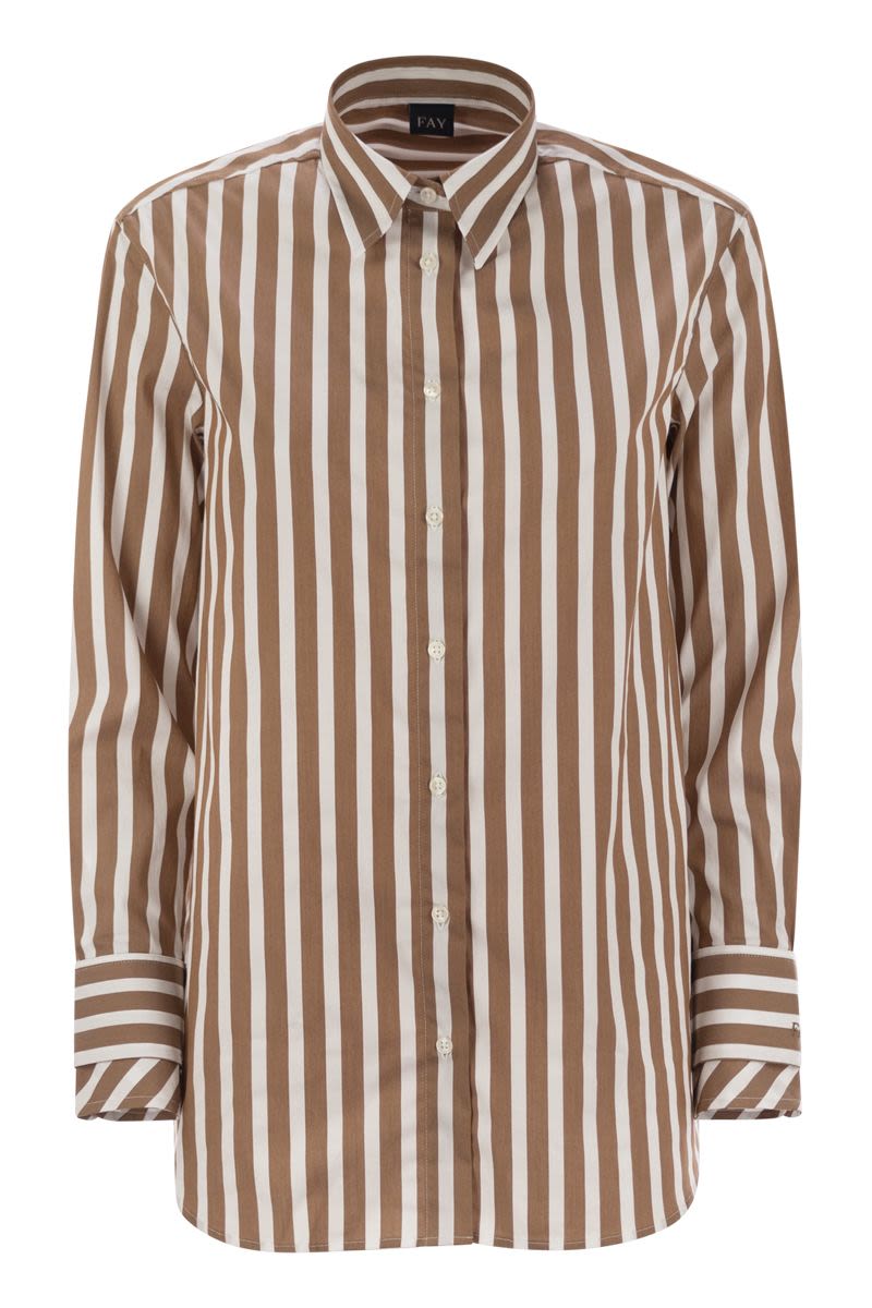 FAY Regular Striped Stretch Cotton Shirt - Long Sleeve