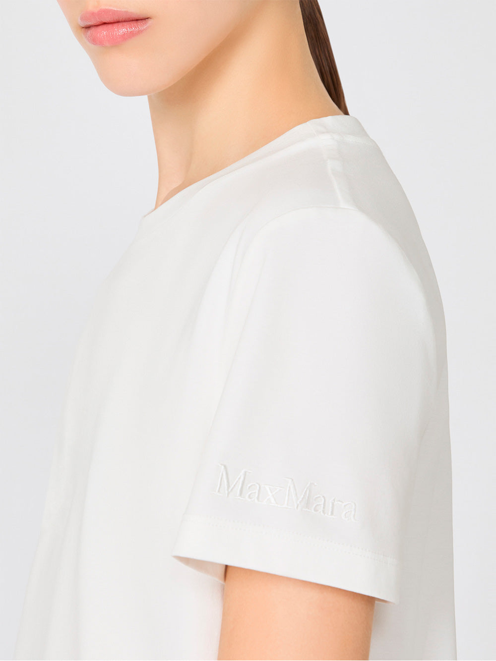 MAX MARA Tone on Tone Embroidered Logo Cotton T-Shirt - Women's