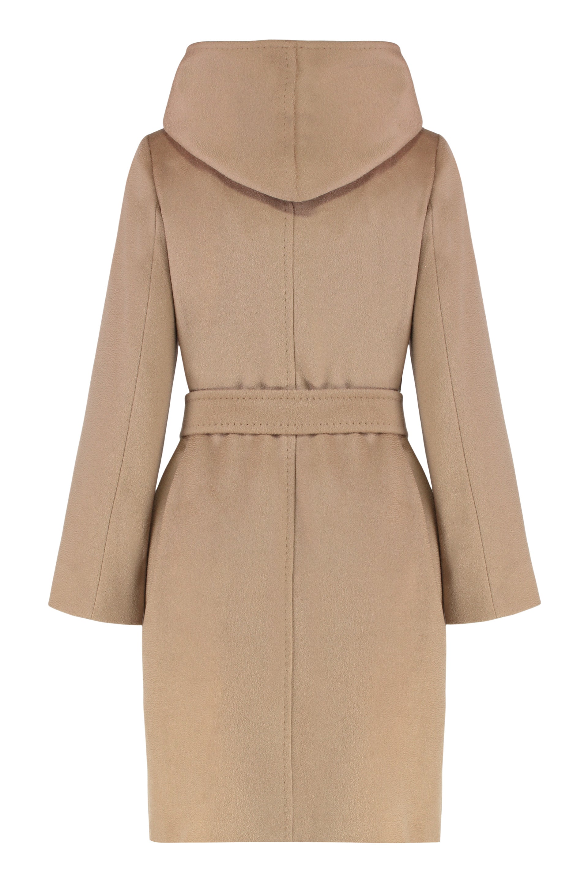 MAX MARA STUDIO Hooded Wool Jacket with Coordinated Waist Belt