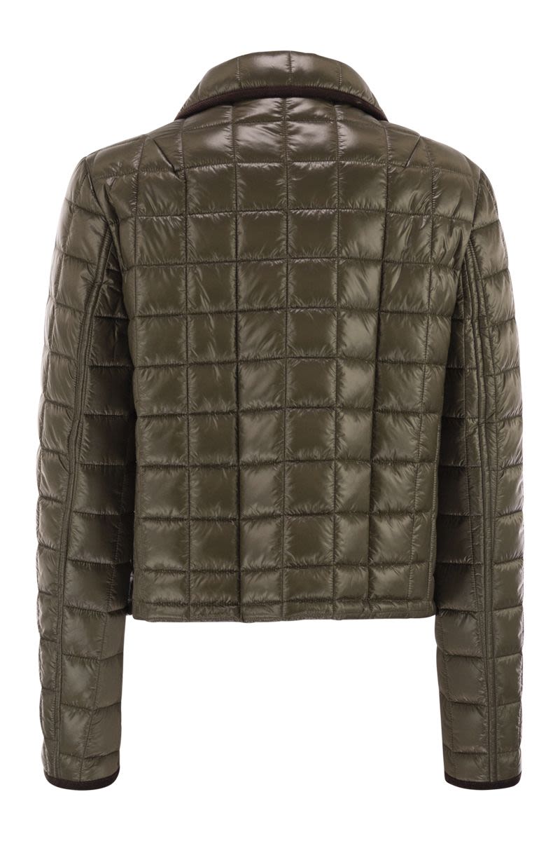 FAY Oversized Collar Checkered Padded Coat