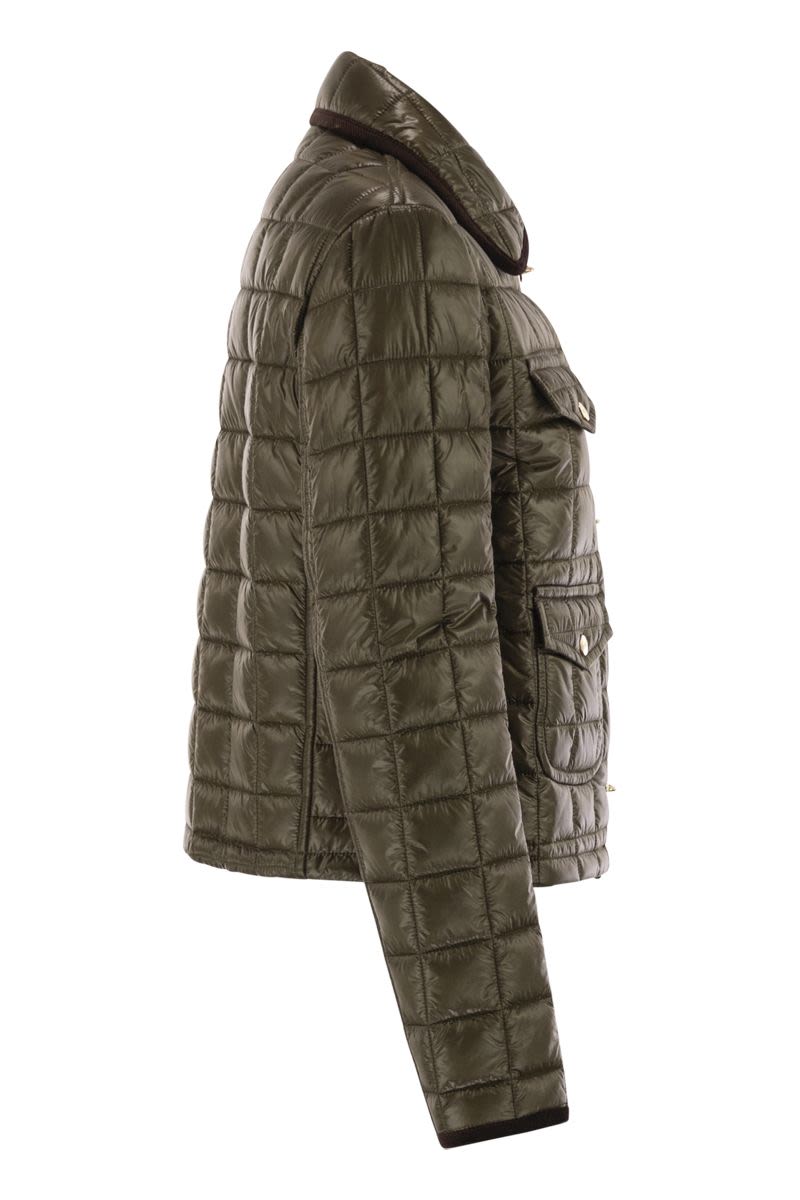 FAY Oversized Collar Checkered Padded Coat