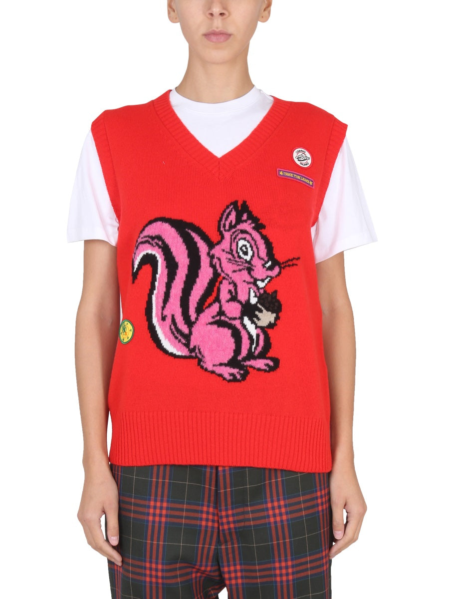 CORMIO Nicole Mini V-Neck Ribbed Collar Vest