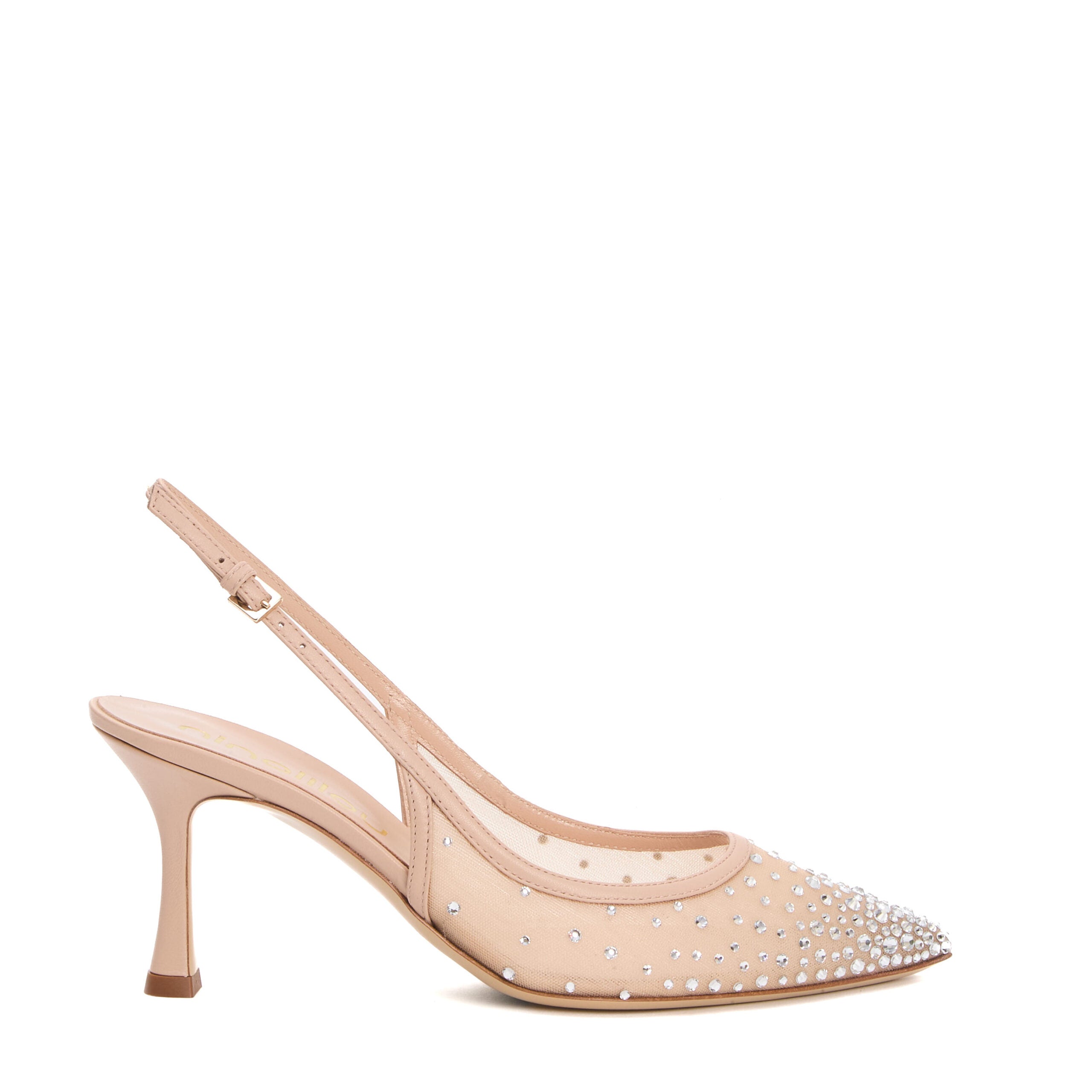 NINALILOU Elegant Slingback Pumps with Strass Inserts and 75mm Heel