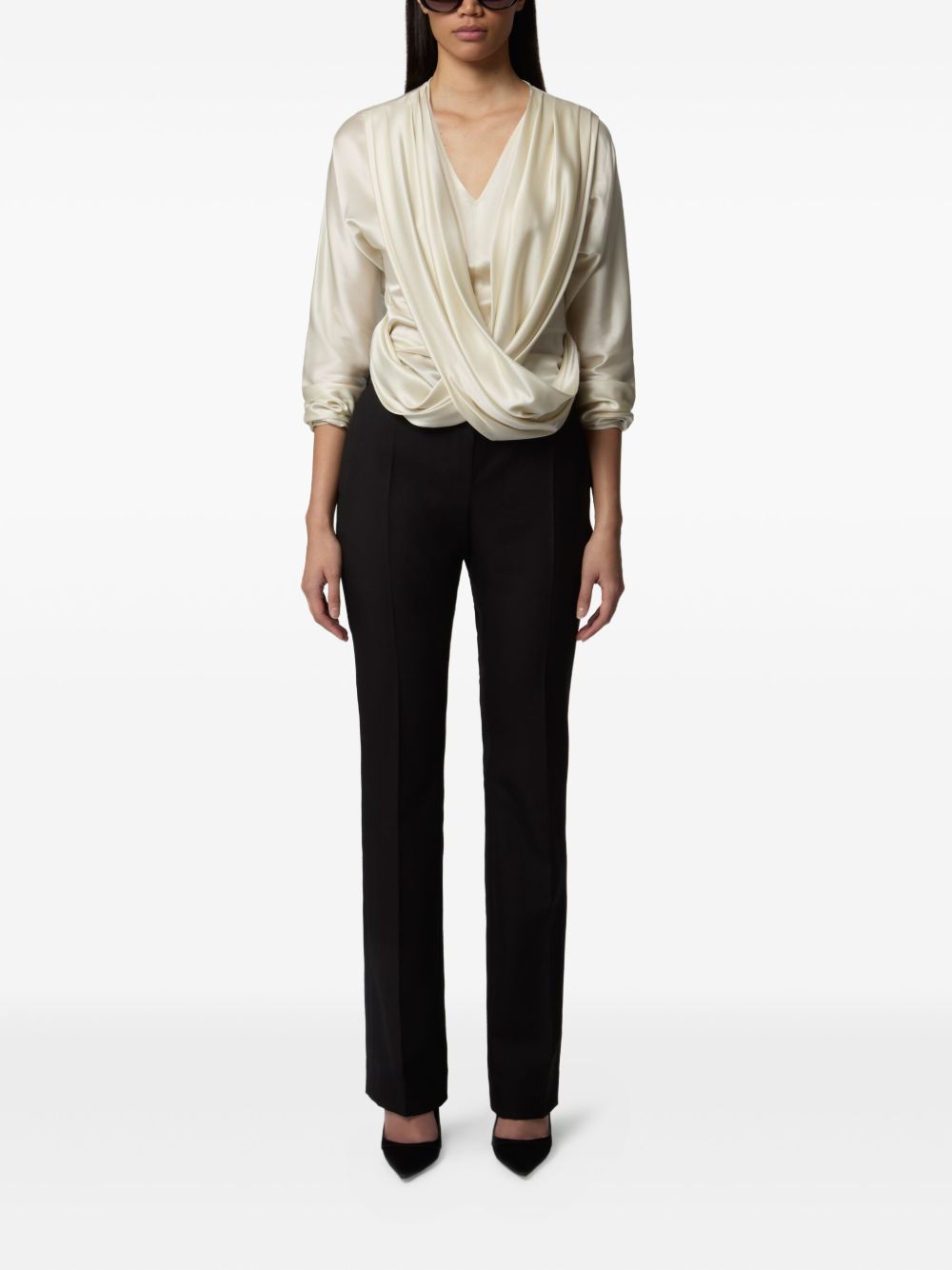 NINA RICCI Elegant Crossover Draped Top for Women