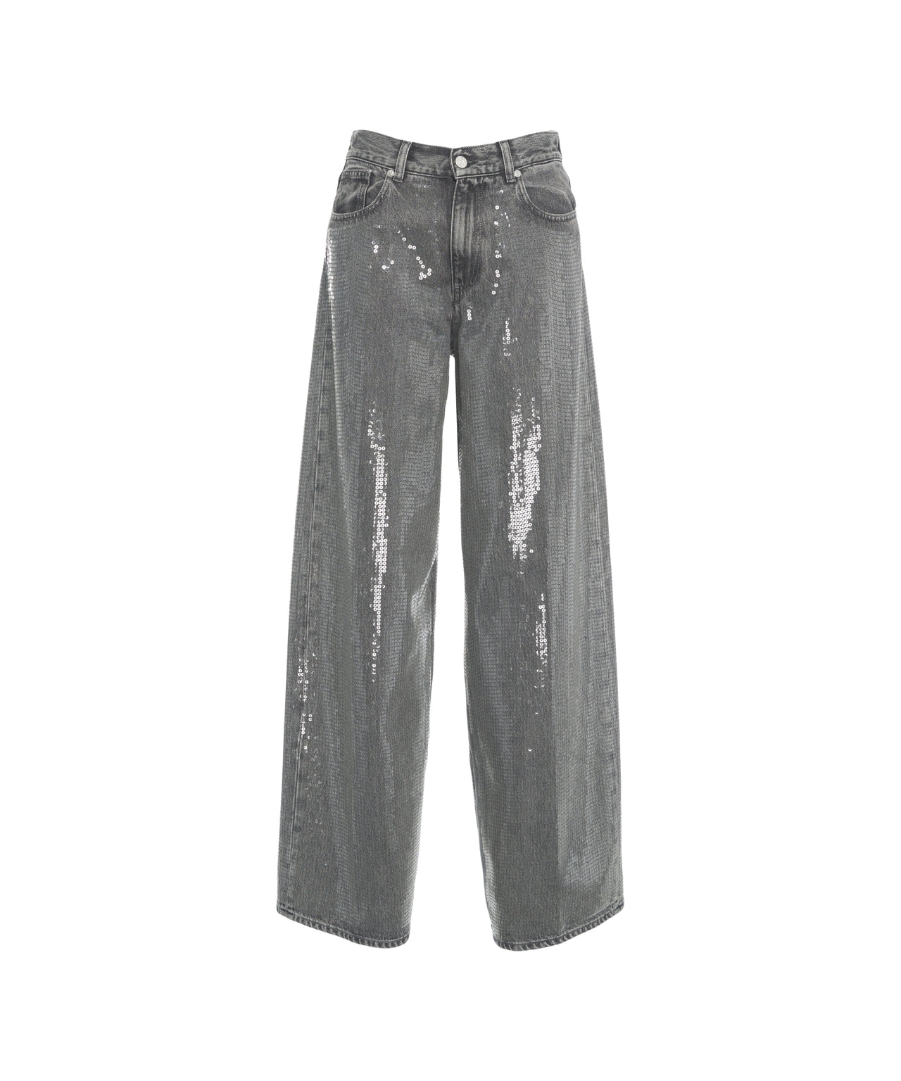 NINE IN THE MORNING Glamorous Wide-Leg Sequin-Trim Jeans