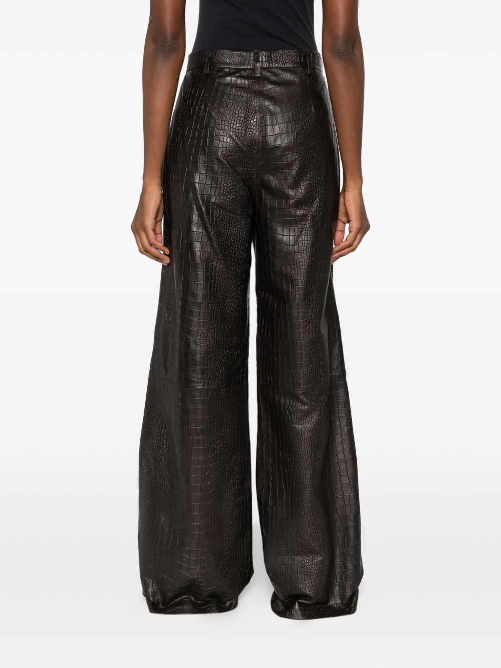 ENES Wide Leg High Waist Leather Trousers
