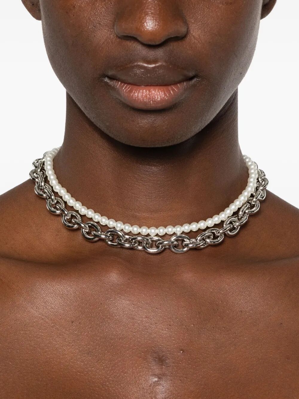 SIMONE ROCHA Pearl & Chain Necklace with Encased Pearl Flower