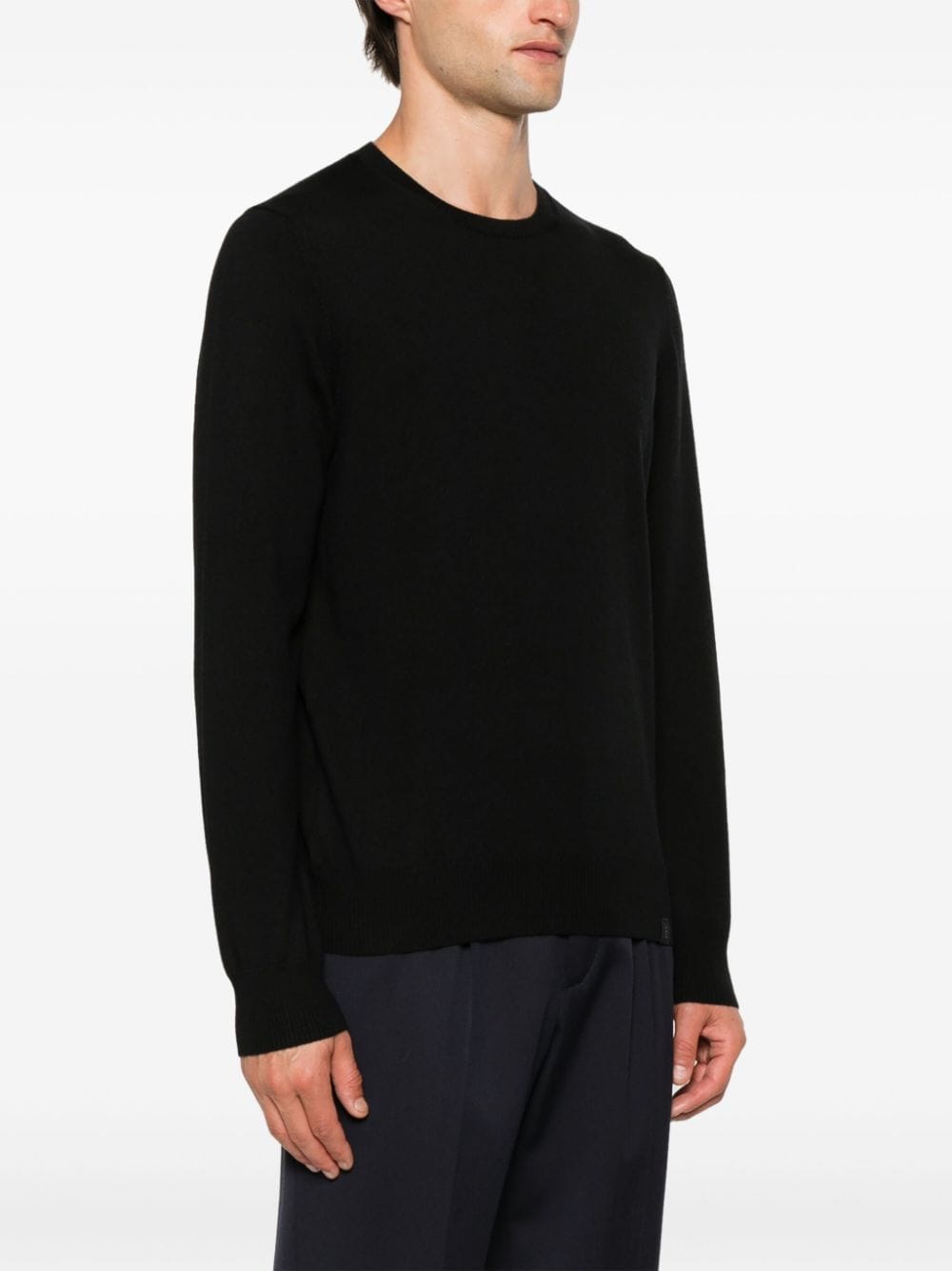 FAY Ribbed Knit Wool Sweater for Men - Crew Neck, Long Sleeves