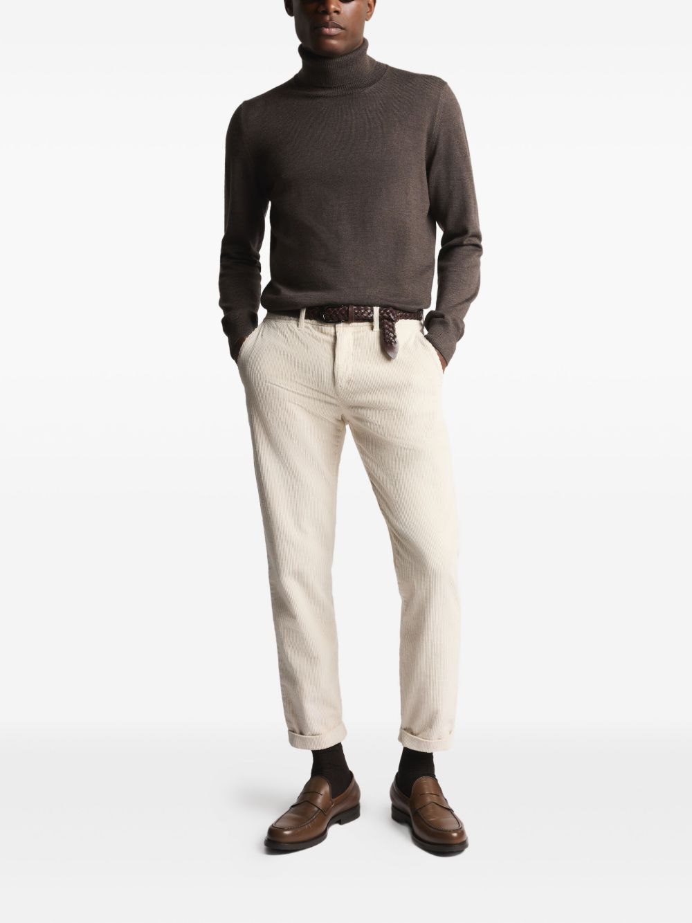 FAY Men's Rolled Neck Ribbed Sweater