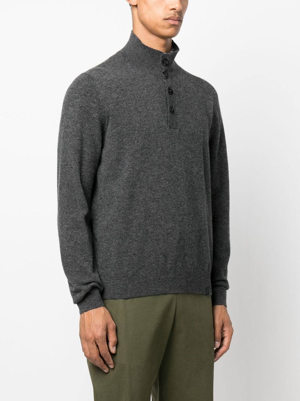 FAY High Neck Virgin Wool Sweater with Button Placket - Men’s FW24
