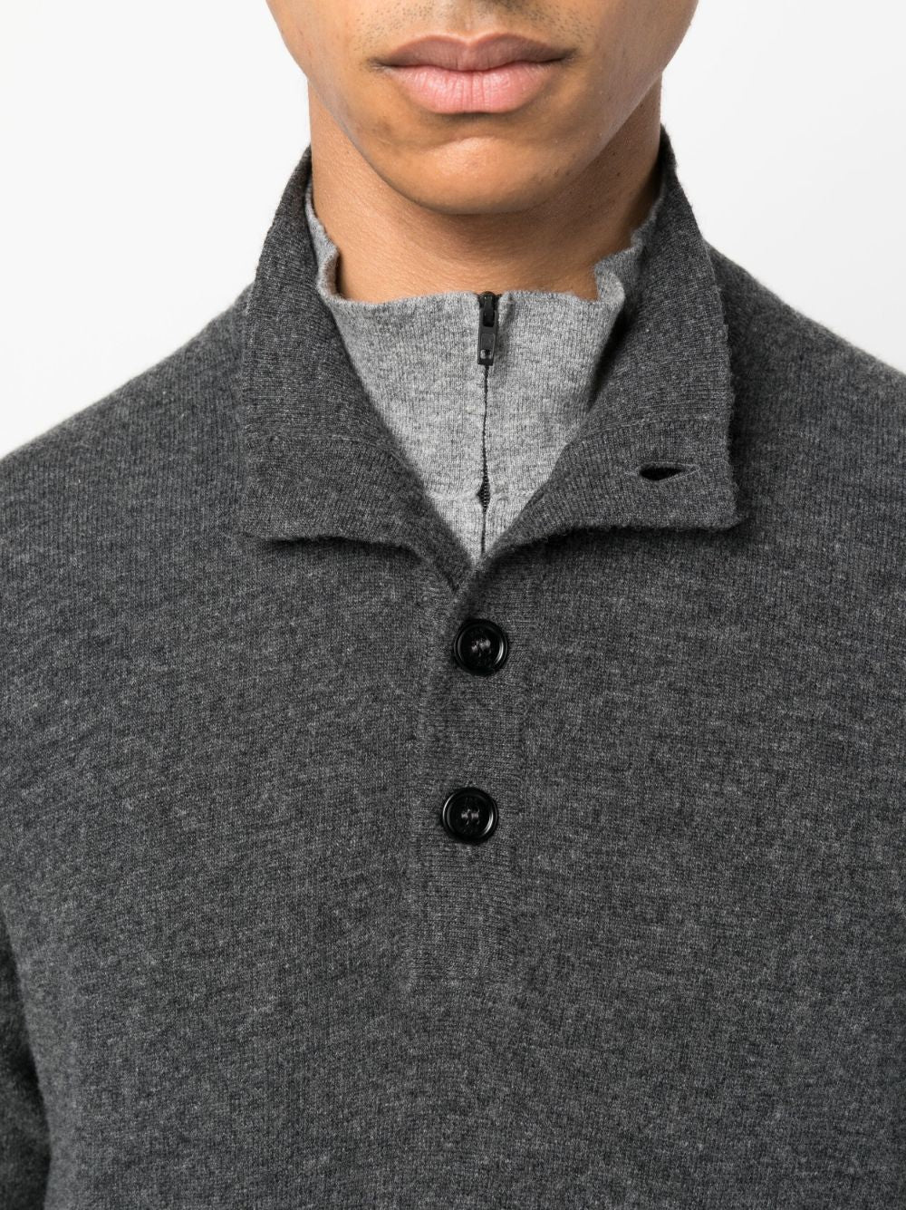 FAY High Neck Virgin Wool Sweater with Button Placket - Men’s FW24