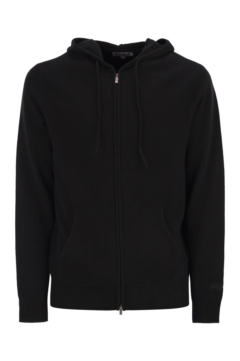 MC2 SAINT BARTH Men's Wool Cardigan with Full Zip and Hood