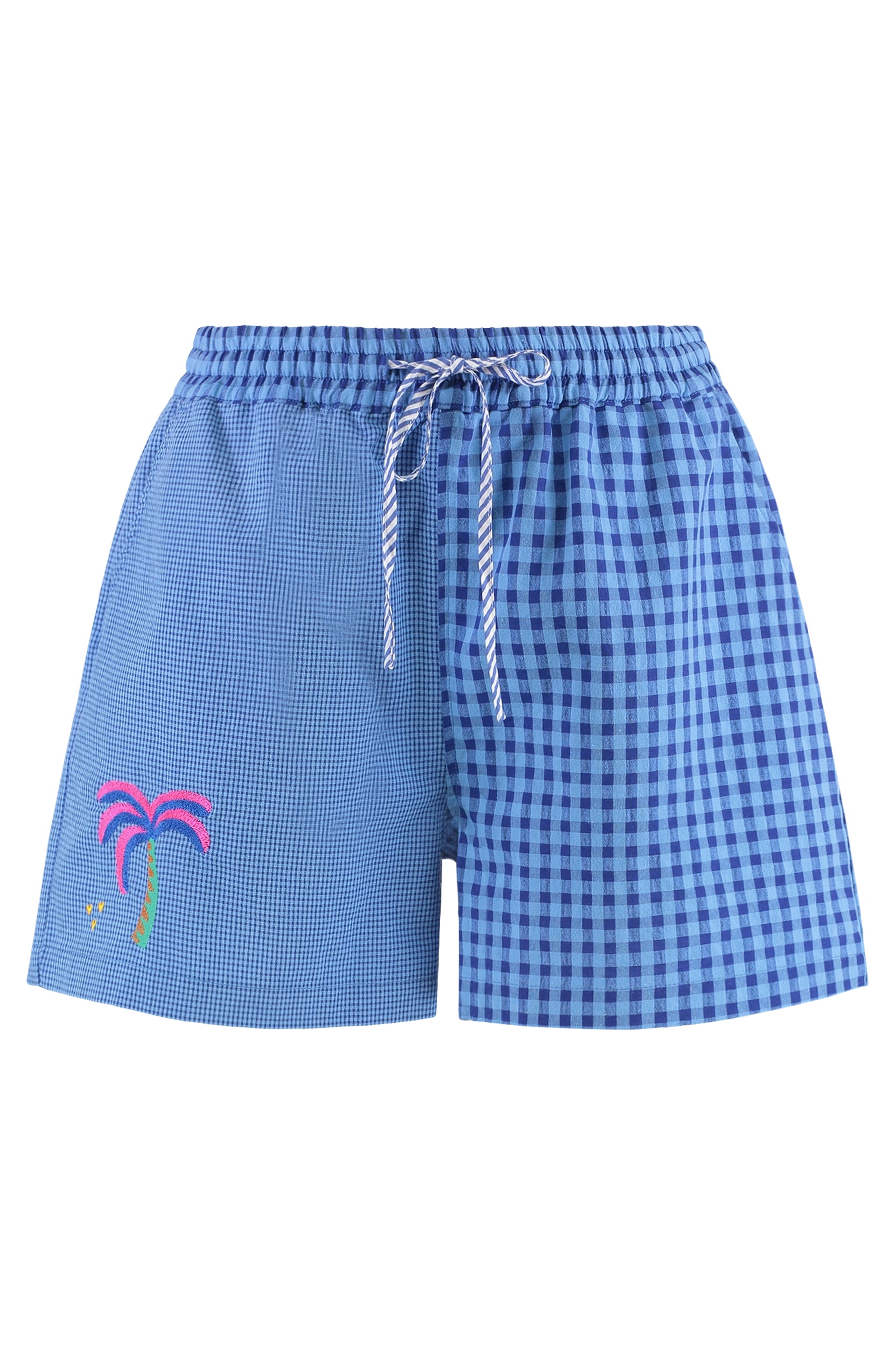 SUSANNA BLU Cotton Shorts with Check Motif and Embroidery - Sizes 1 to 3