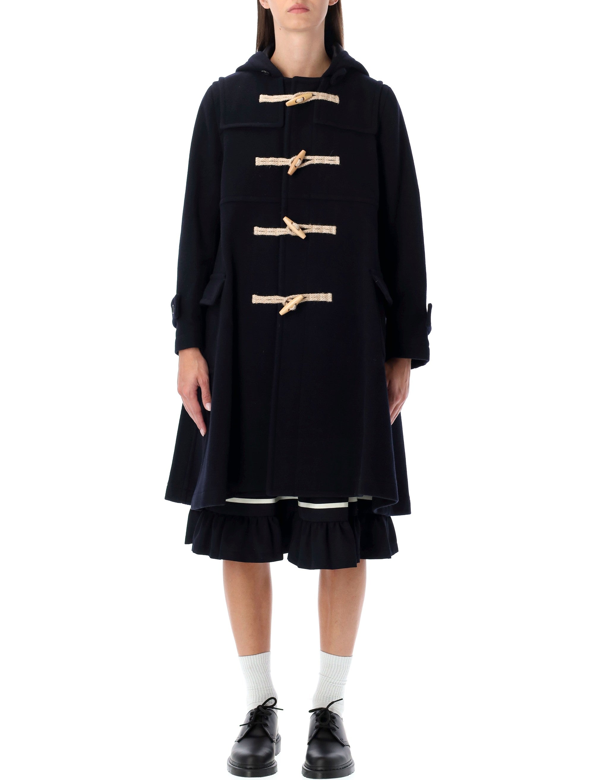 COMME DES GARÇONS Women's Wool Duffle Hooded Jacket - Size S