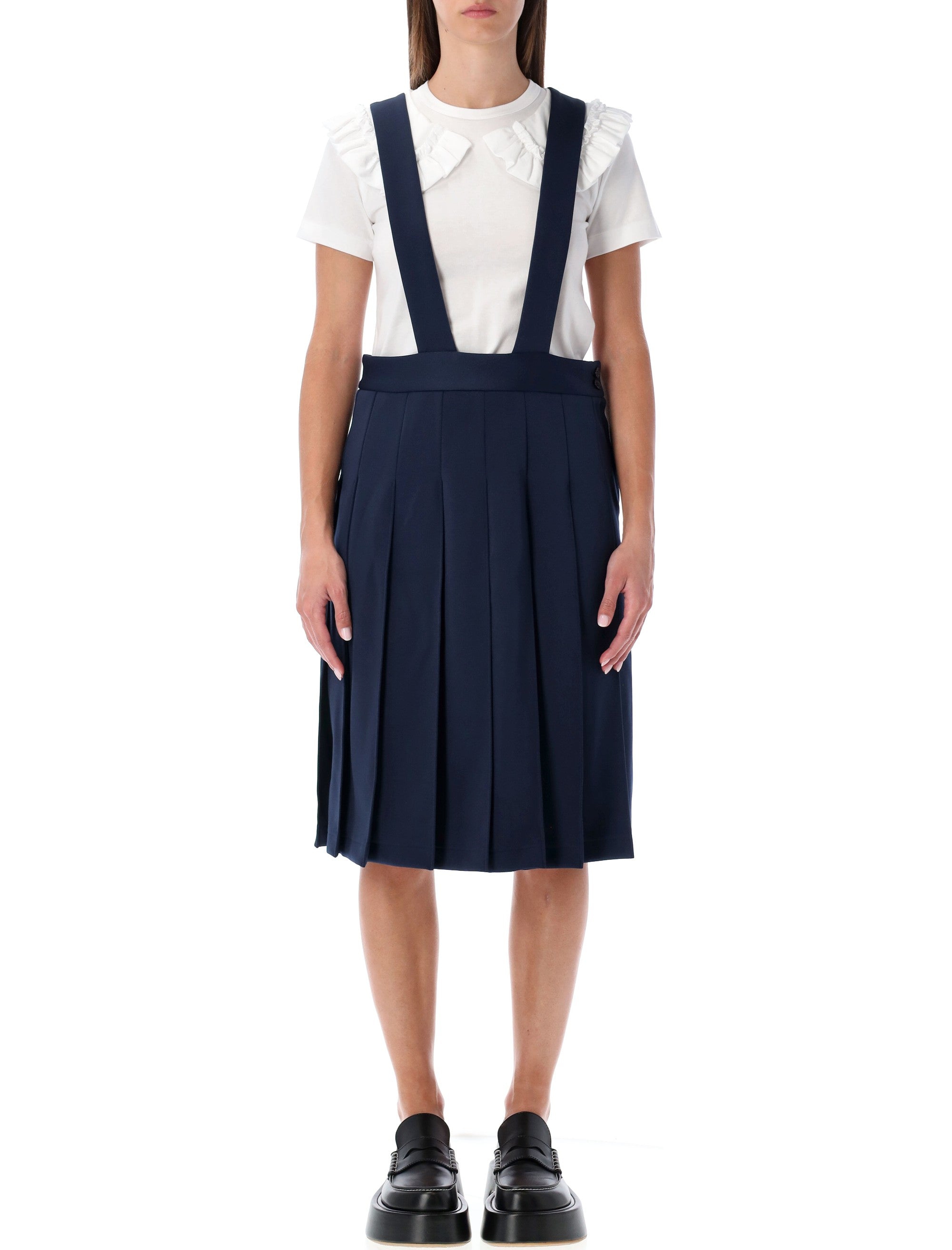 COMME DES GARÇONS Pleated Suspender Midi Skirt - Size S
