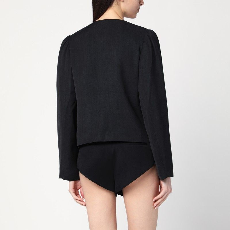 NAMACHEKO Silk-Blend Crew Neck Jacket with Puff Sleeves - Women's S