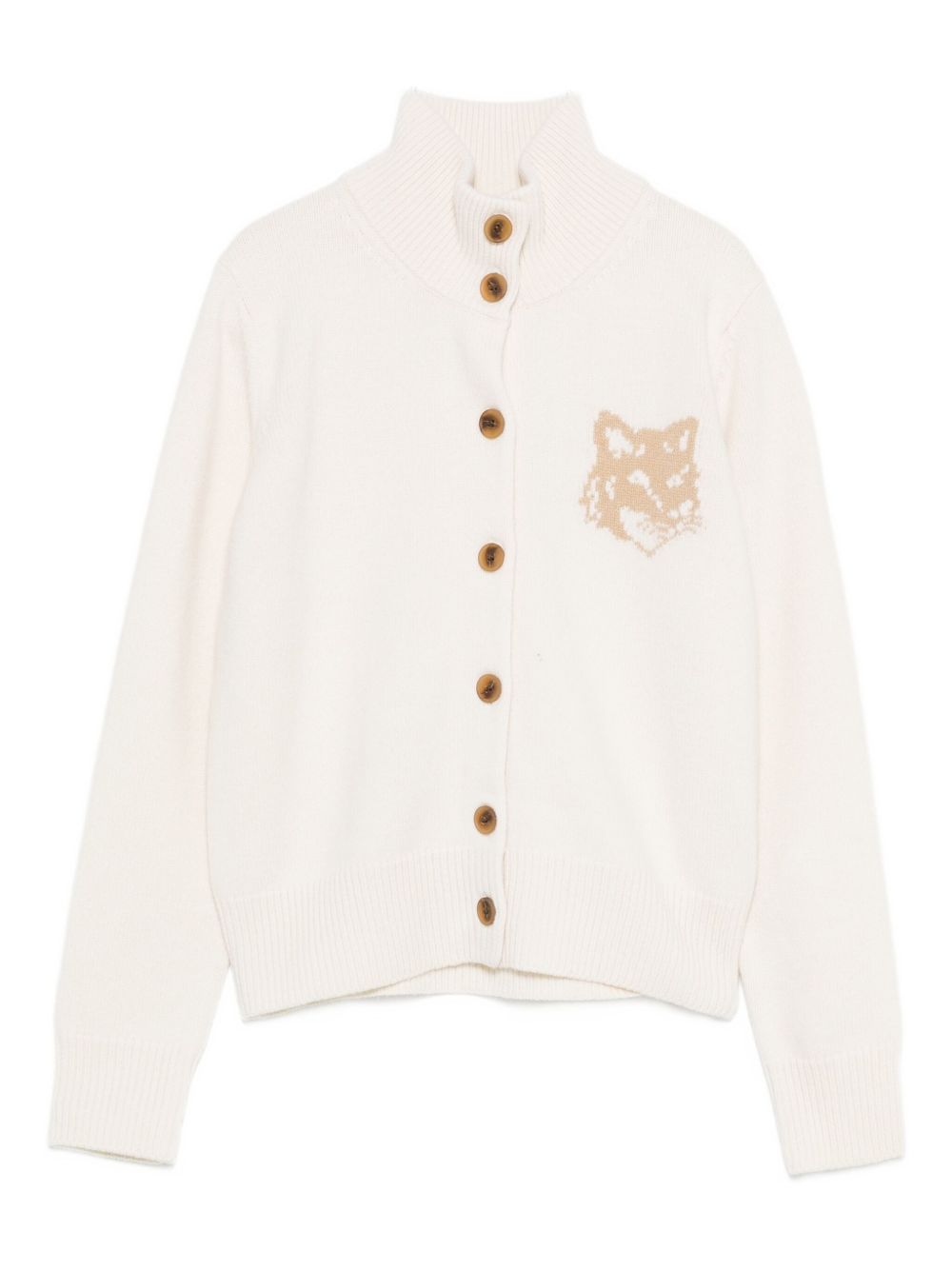 MAISON KITSUNÉ Wool Cardigan with Fox Head Embroidery for Women