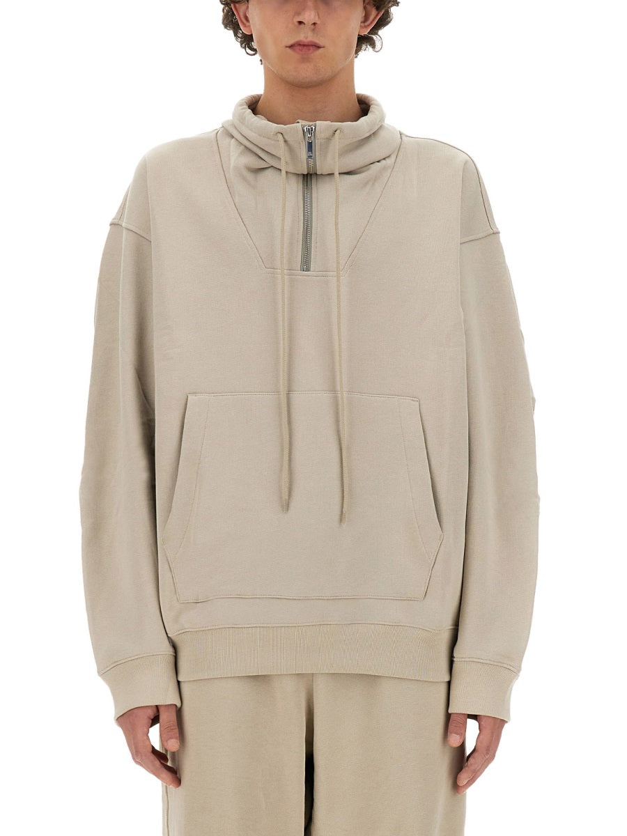 HELMUT LANG Zip Detail Organic Cotton Sweatshirt - Size L