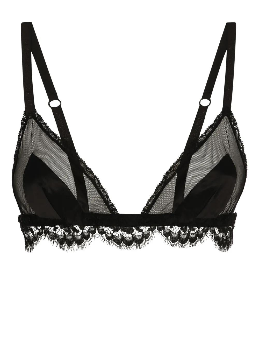 DOLCE & GABBANA Semi-Sheer Lace Detailing Bra - SS24 Collection