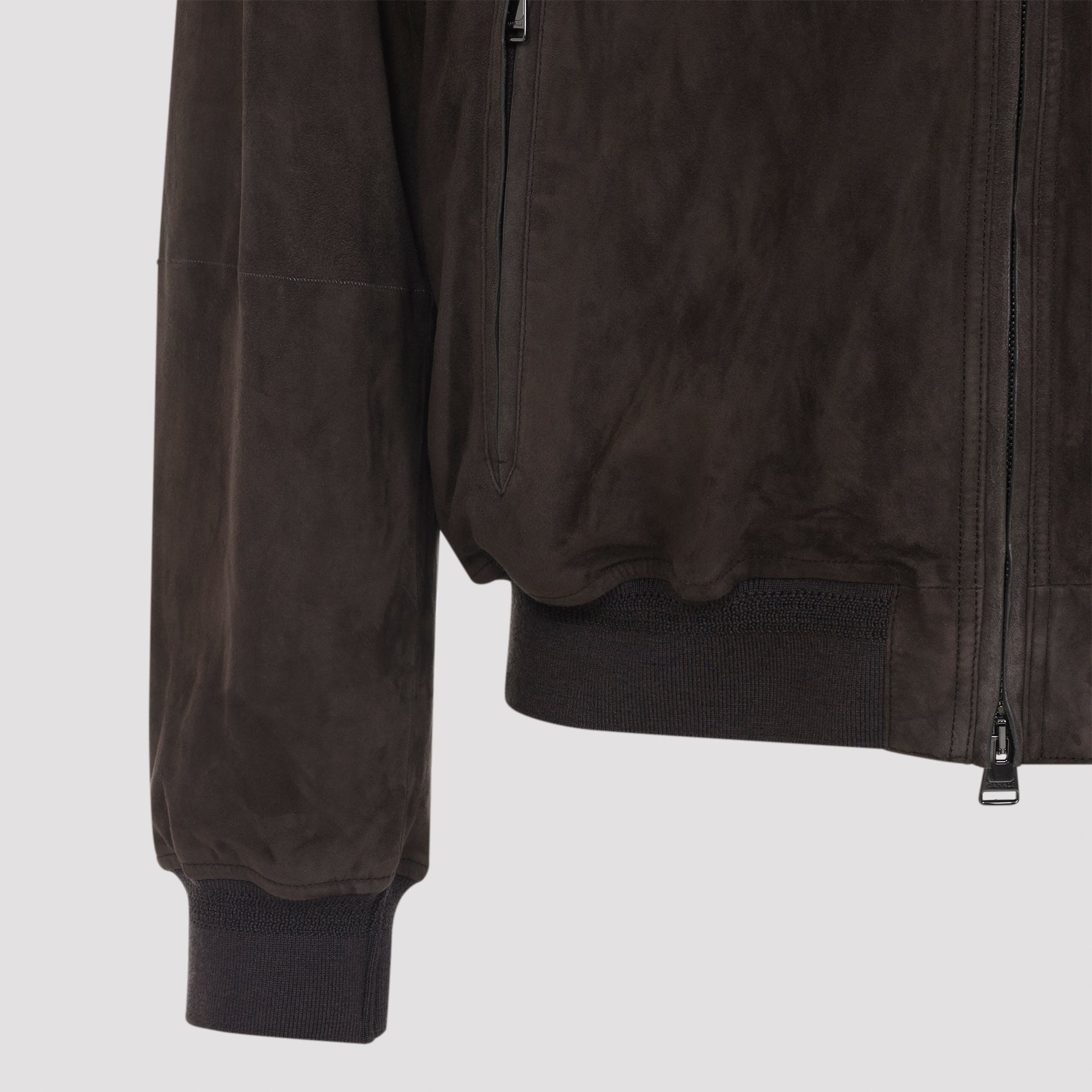CANALI Men's Goat Leather Bomber Jacket