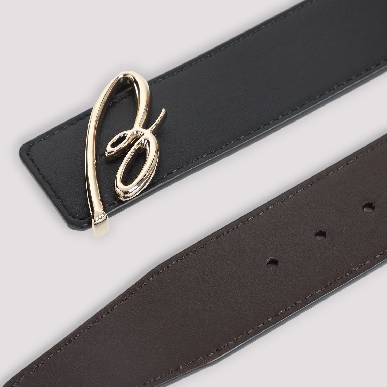 BRIONI Reversible Leather Belt with B Logo for Men
