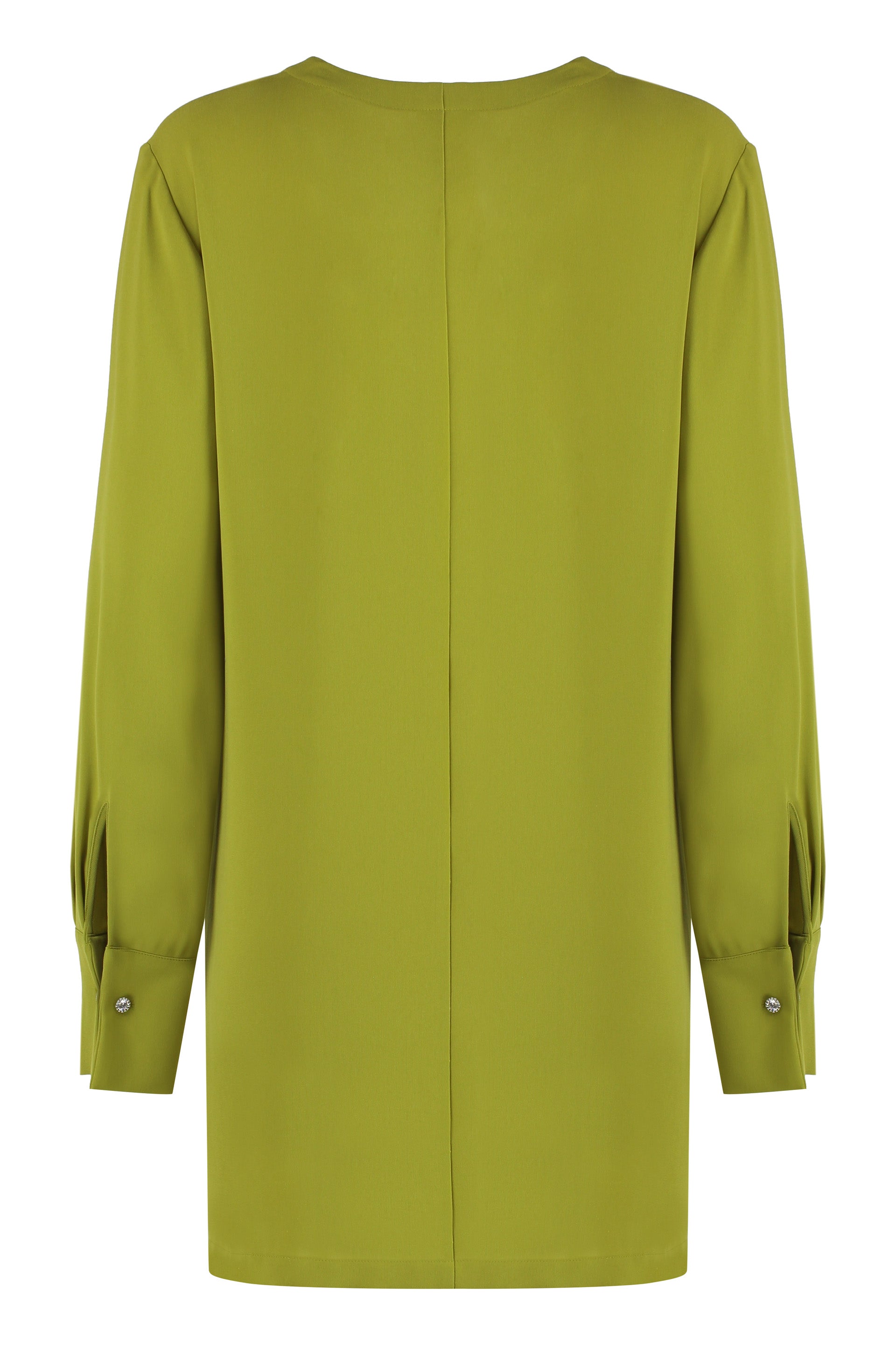 MAX MARA STUDIO Creased Pleated Blouse with V-Neck and Frill Trim