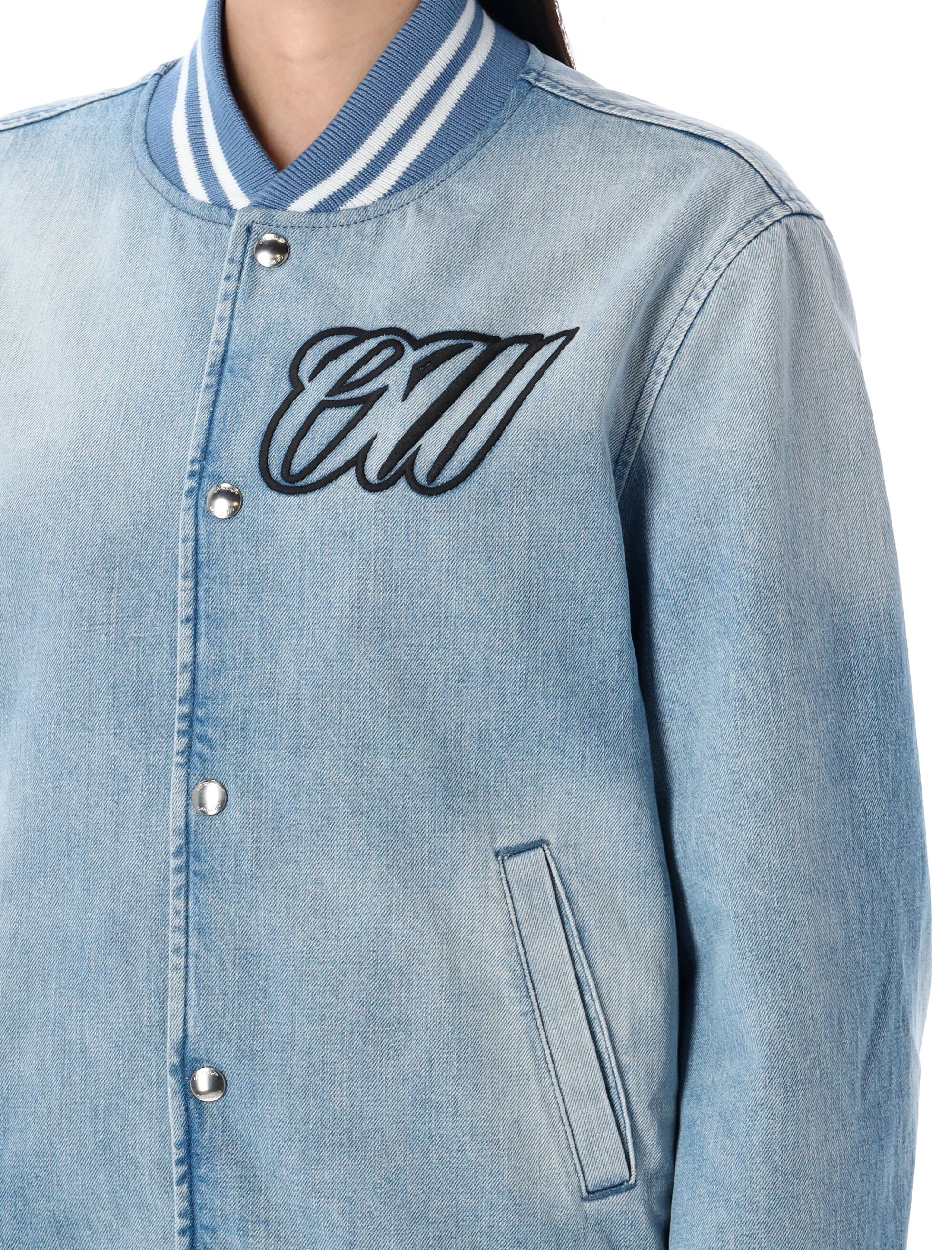 OFF-WHITE Denim Varsity Jacket - Size 40