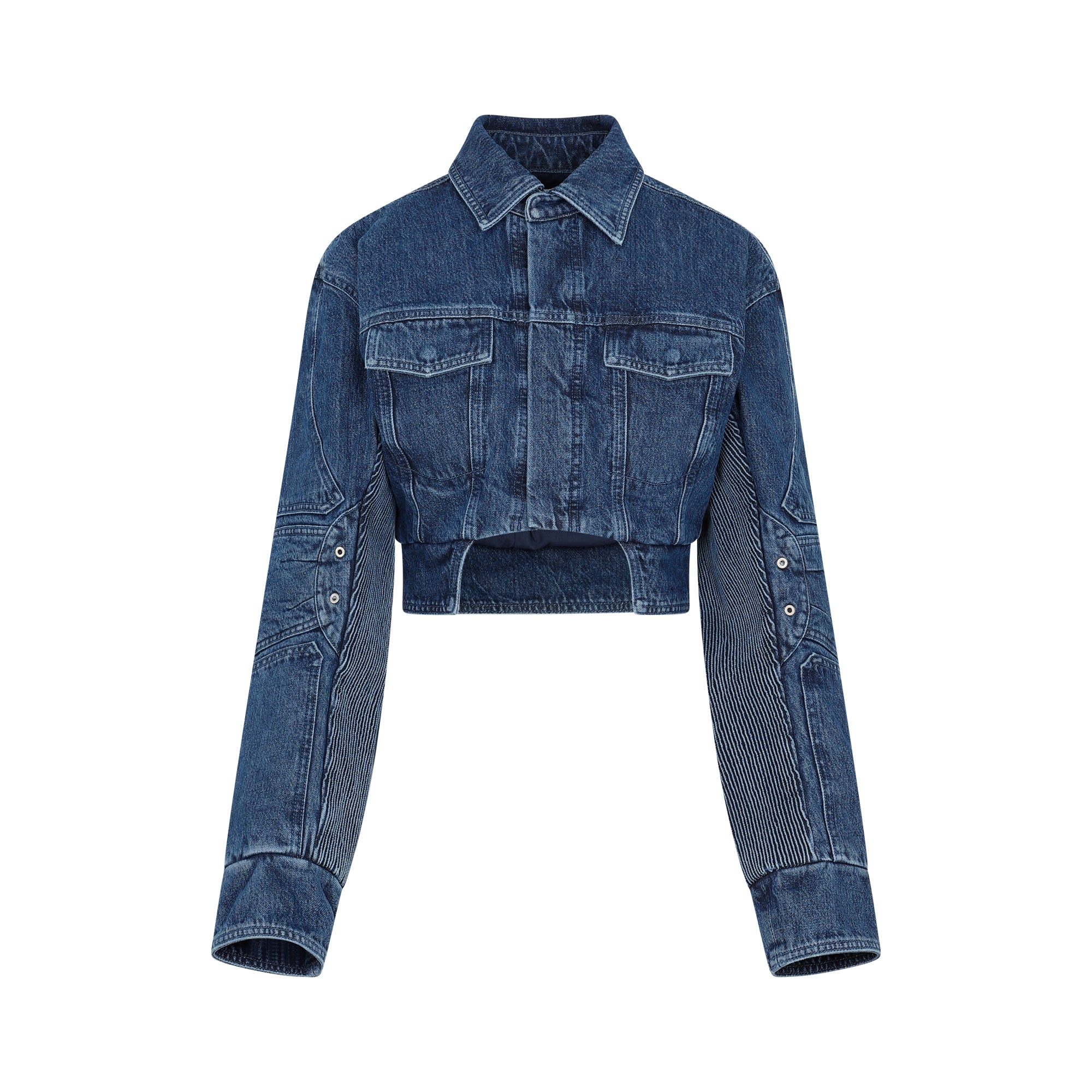 OFF-WHITE Asymmetrical Denim Motorcycle Jacket for Women - Spring/Summer