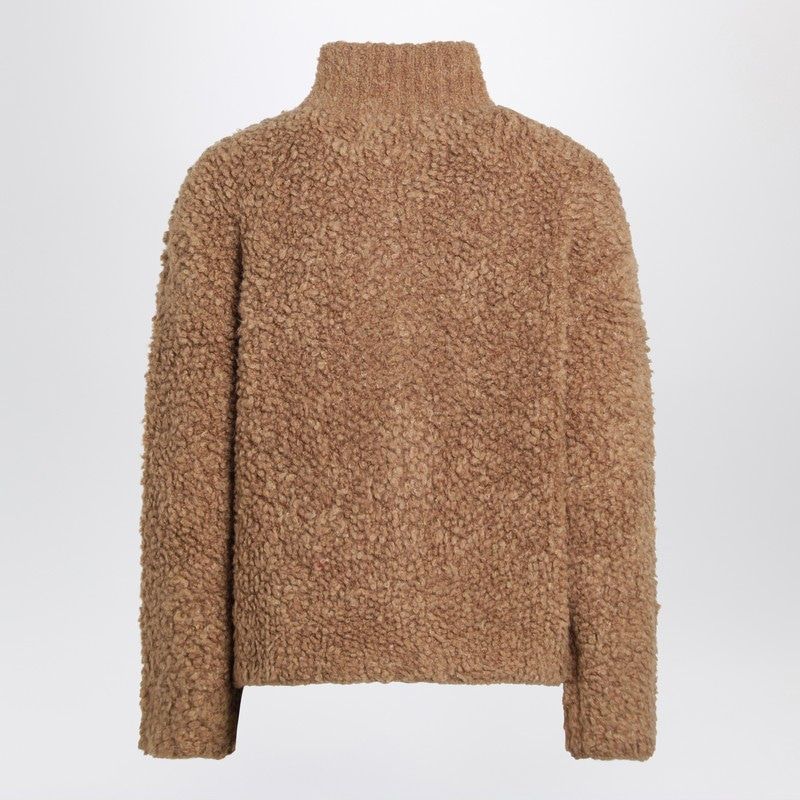 MAX MARA STUDIO Women's Zip-Up Cardigan in Boucle Loop Wool Blend