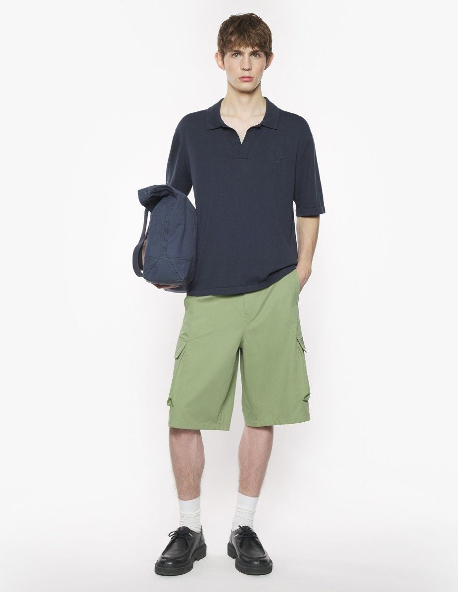 MAISON KITSUNÉ Bold Fox Head Embroidered Knit Polo for Men