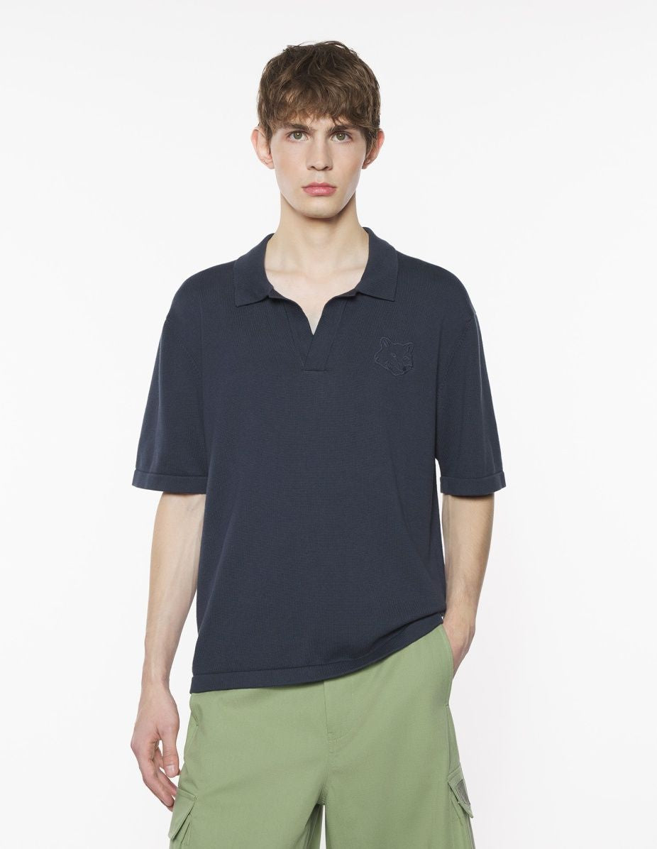 MAISON KITSUNÉ Bold Fox Head Embroidered Knit Polo for Men